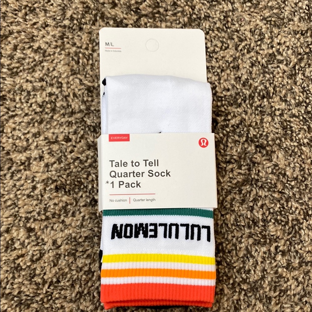 - Lululemon Athletica Red and White Performance Athletic Socks